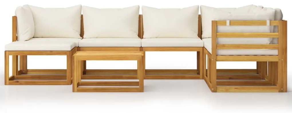 8 pcs conjunto lounge jardim c/ almofadões acácia maciça creme