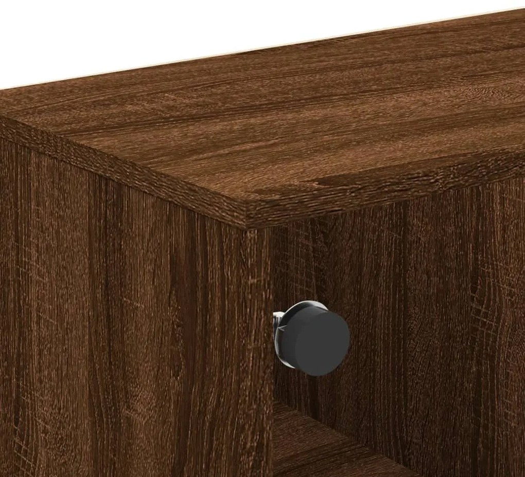 Mesa de centro c/ portas vidro 68,5x50x50 cm carvalho castanho