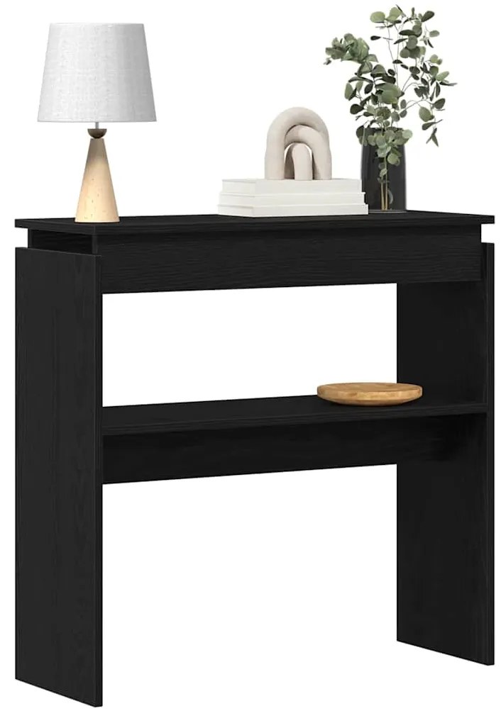 Mesa de Consola vidaXL Preta em Carvalho 80x30x80 cm em Madeira de Eng