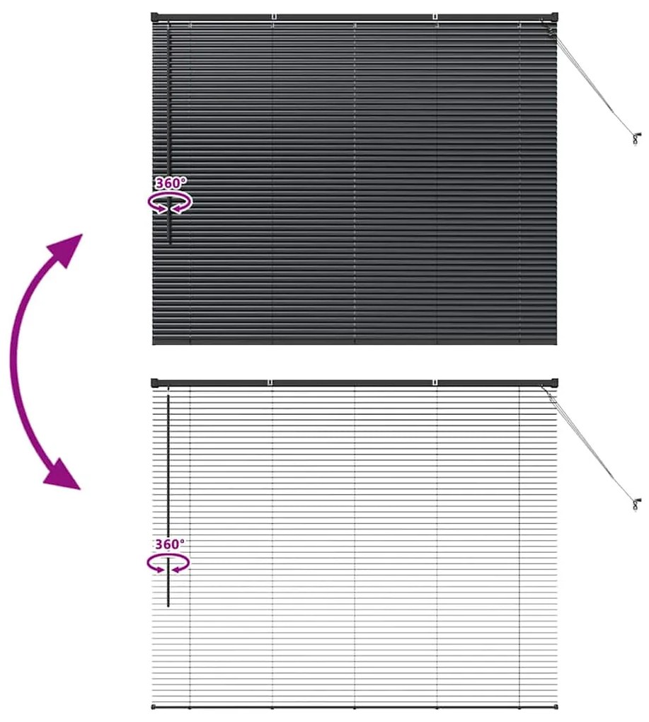 Persiana de Janela com cortinas Outros Manual Preto 80 x 130 cm Alumín