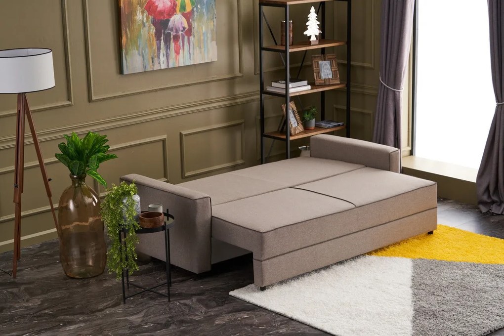 Sofá-cama de 3 lugares Ece – Creme – 215x88x90 cm