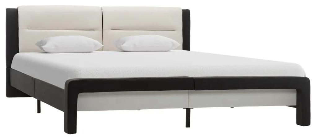 286725 vidaXL Estrutura de cama 160x200 cm couro artificial preto e branco