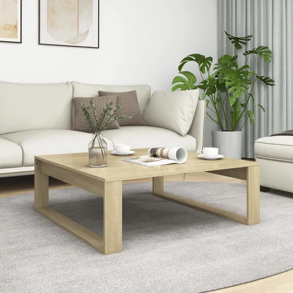 Mesa de centro 100x100x35 cm derivados madeira carvalho sonoma