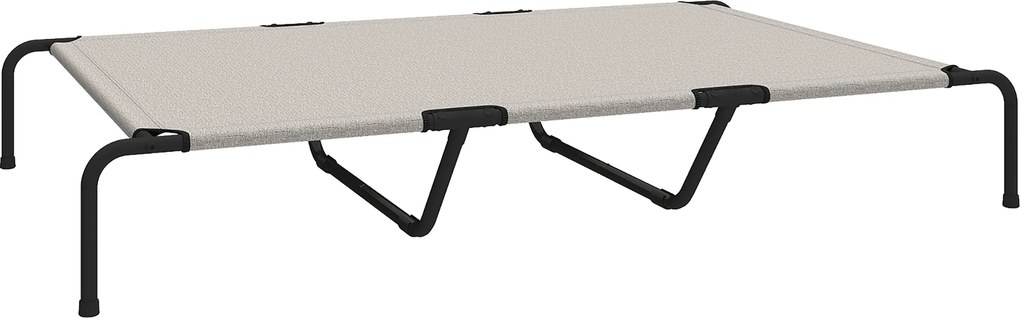 PawHut Cama Exterior para Cão, Cama Elevada para Cães Grandes, com Estrutura de Aço, Tecido de Malha Respirável, 152x94x23 cm, Bege | Aosom Portugal