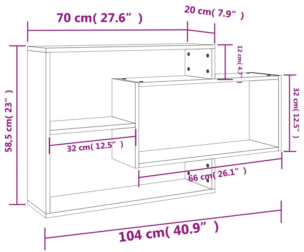 Prateleiras parede 104x20x58,5cm contraplacado cinzento cimento