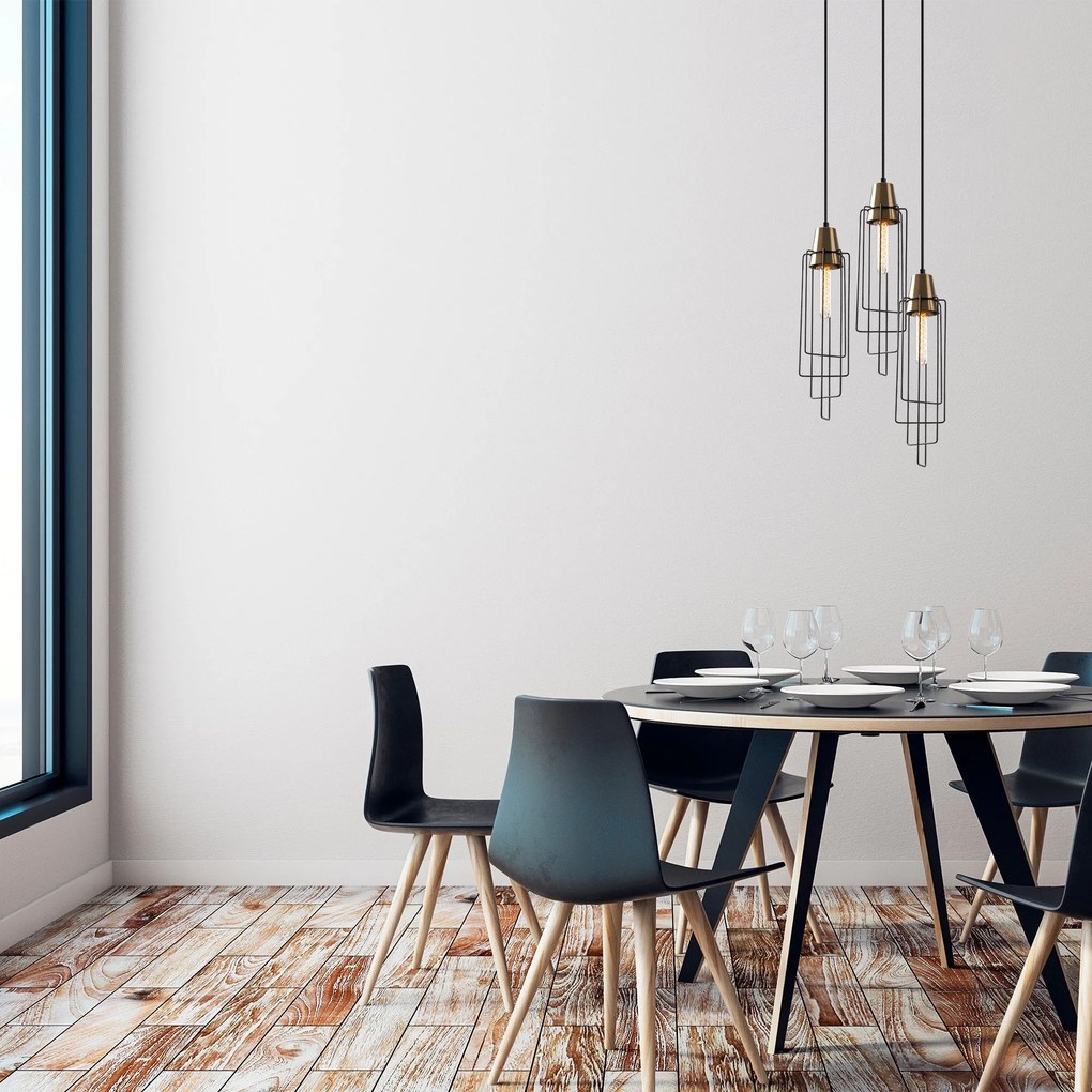 Candeeiro Chandelier Wire – Preto – 36 x 36 cm