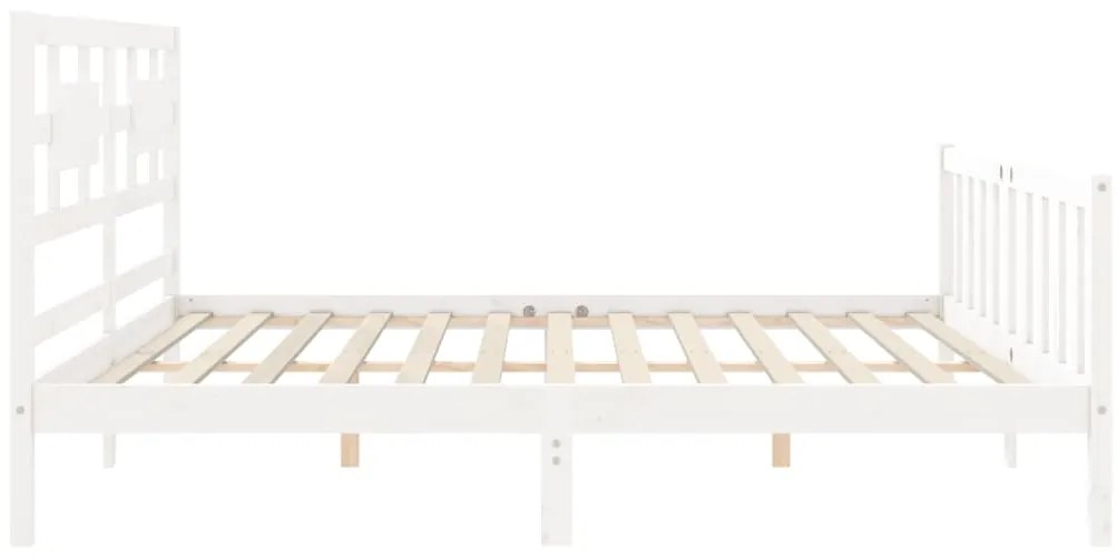 Cama sem colchão 200x200 cm madeira de pinho maciça branco