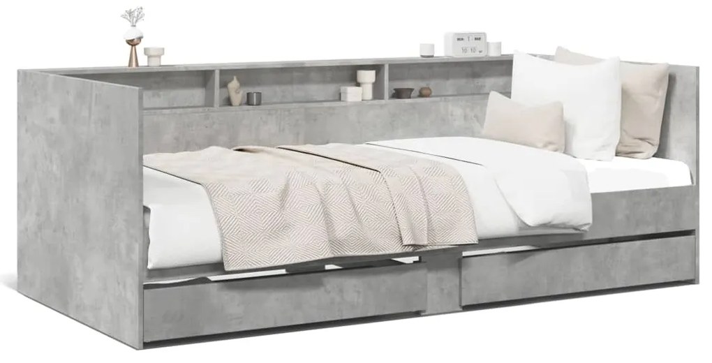 vidaXL Sofá-cama com gavetas sem colchão 90x190 cm cinzento cimento