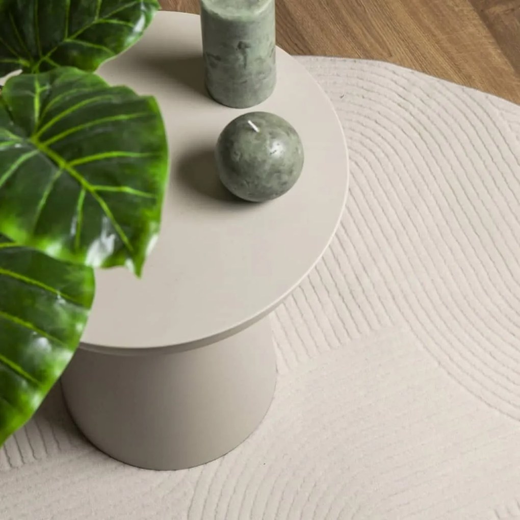 Tapete de pelo curto IZA visual escandinavo Ø 80 cm cor creme