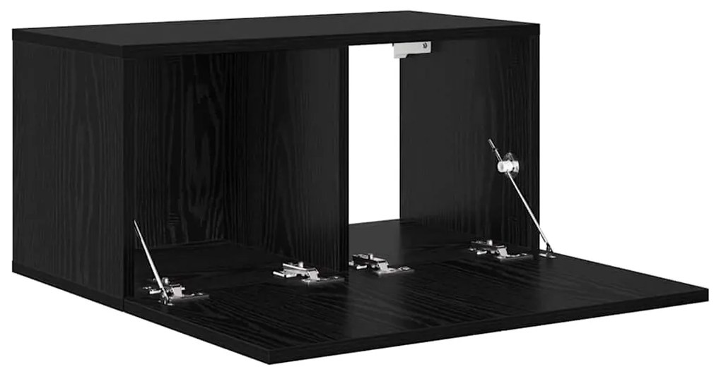 Conjunto de Gabinete de TV Carvalho Preto Madeira engenheirada