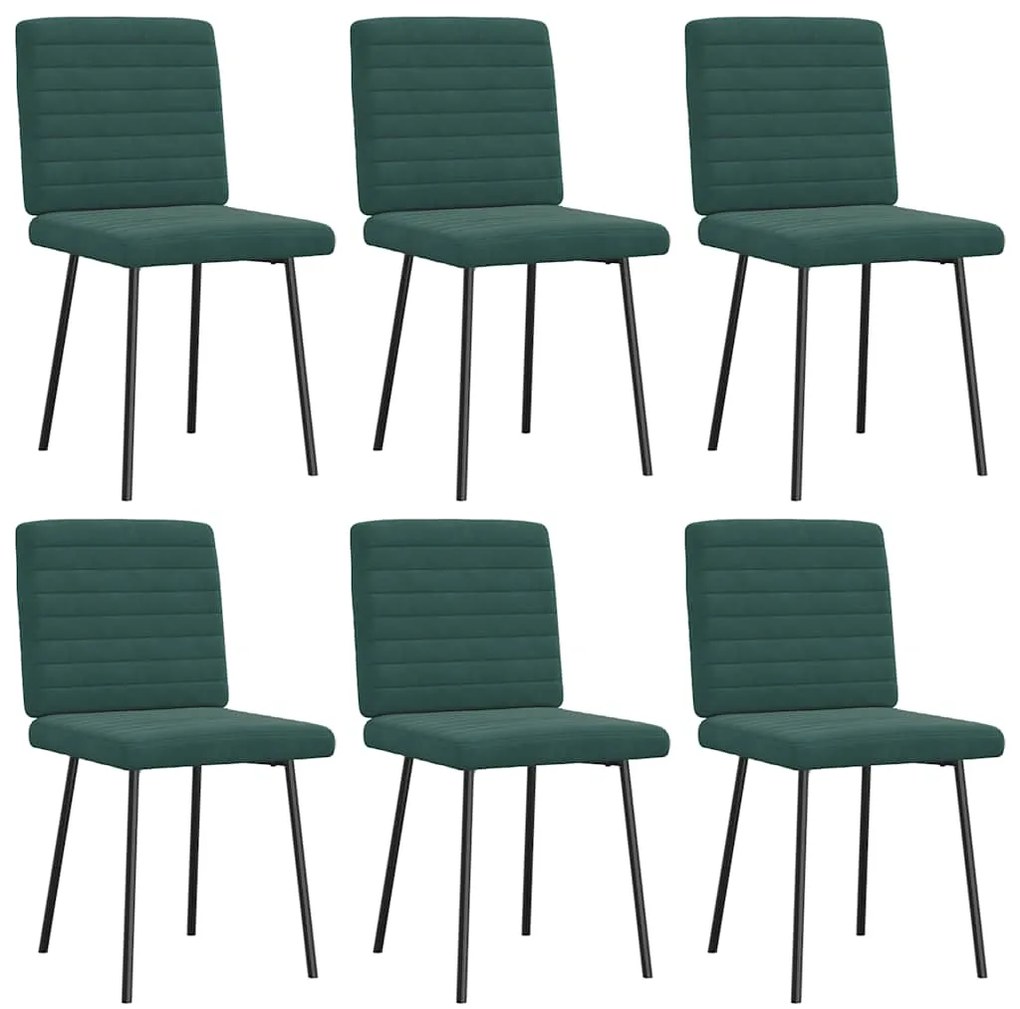 Cadeiras de jantar 6 pcs veludo verde-escuro