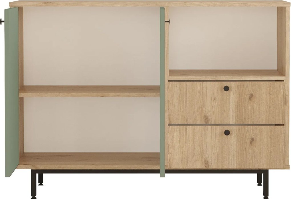 Aparador de cozinha "Toledo" - Carvalho e Verde - 120x85x35.5cm - Desi