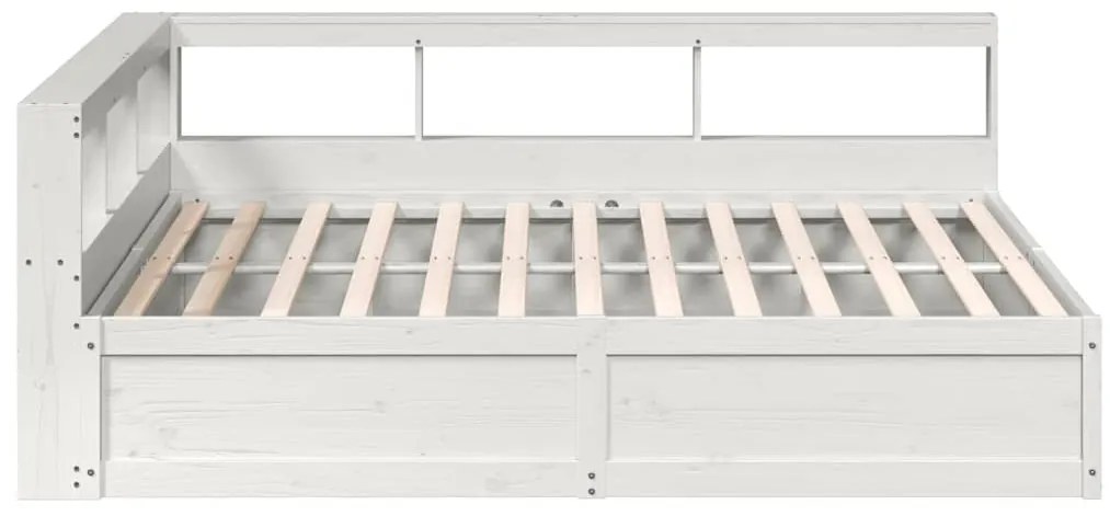 Cama com estante sem colchão 180x200 cm pinho maciço branco
