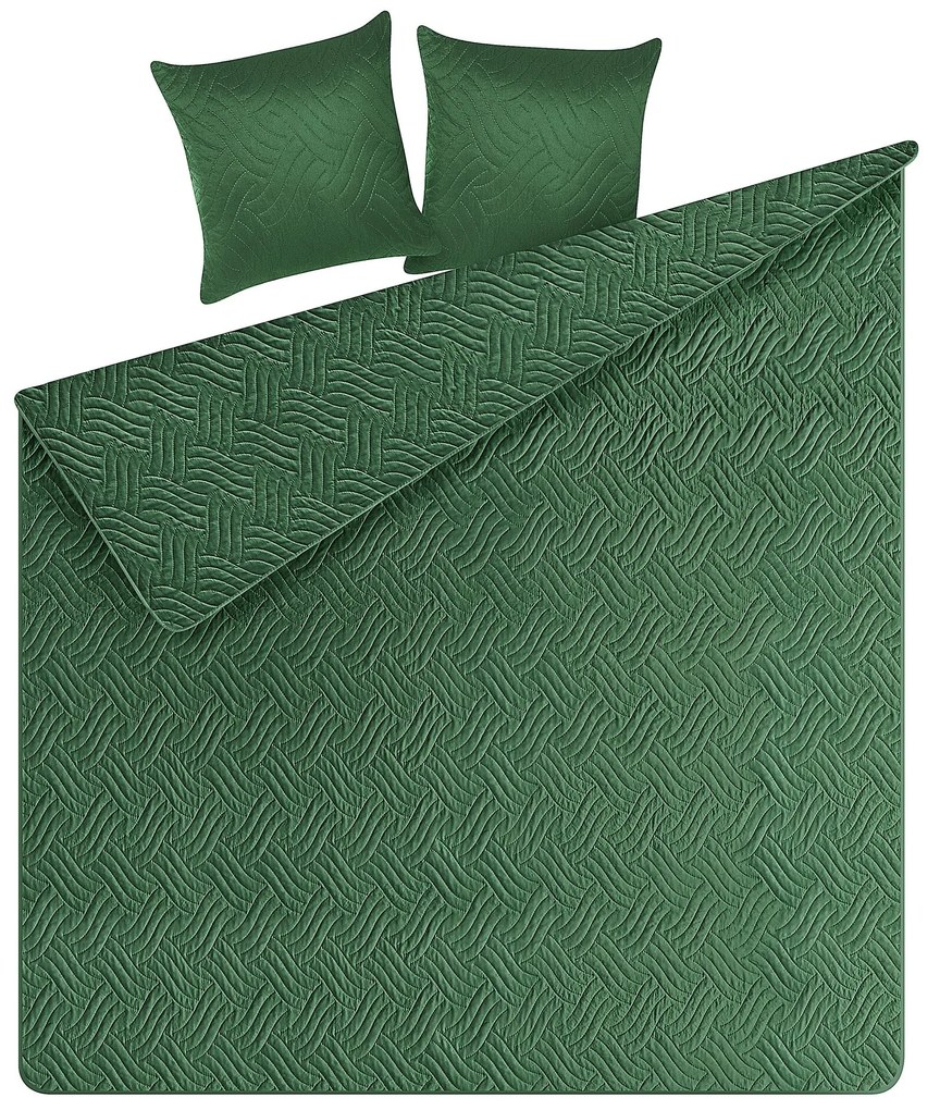 Colcha com relevo e duas almofadas verdes 220 x 240 cm BABAK Beliani