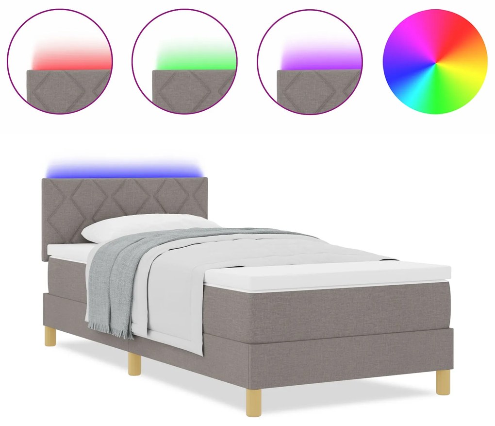 Cama Box Spring com Colchão Taupe 90x190 cm Tecido