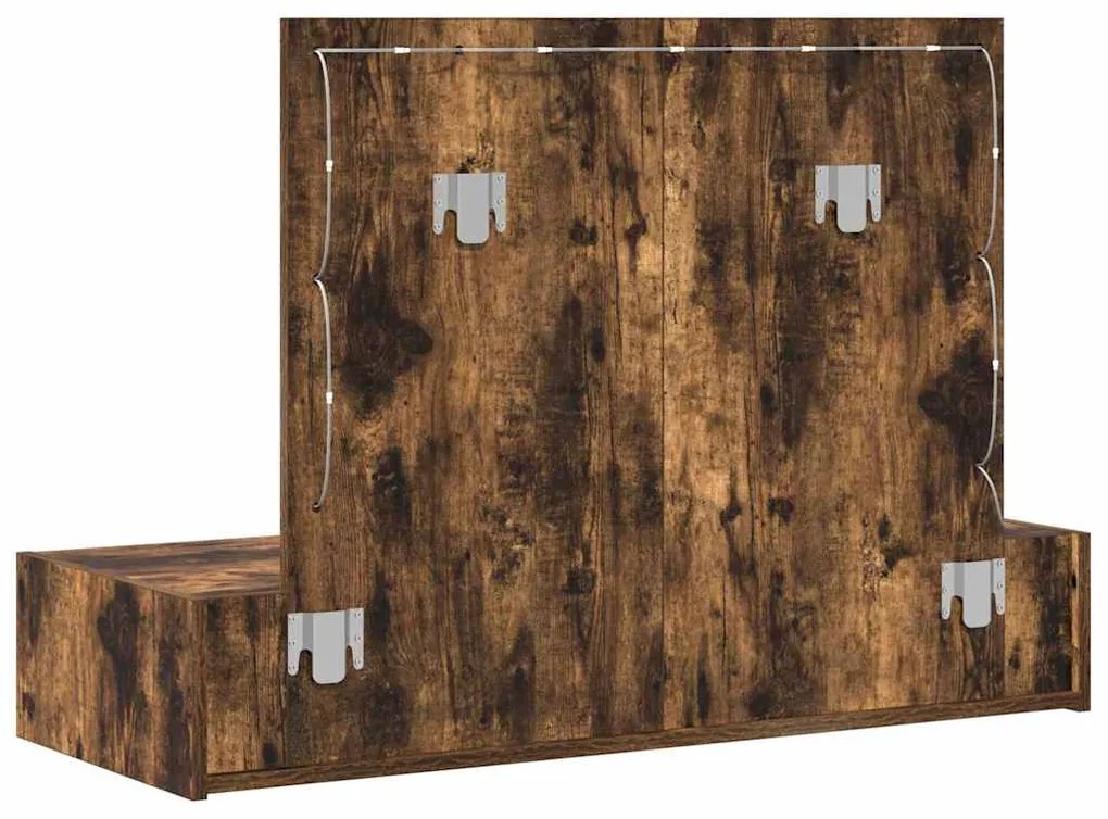 Mesa de Maquiagem Suspensa com Luzes LED em Carvalho Fumado