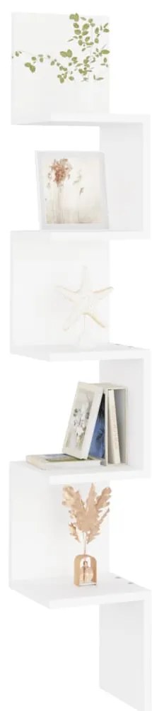 Estante de canto p/ parede deriv. madeira 20x20x127,5 cm branco