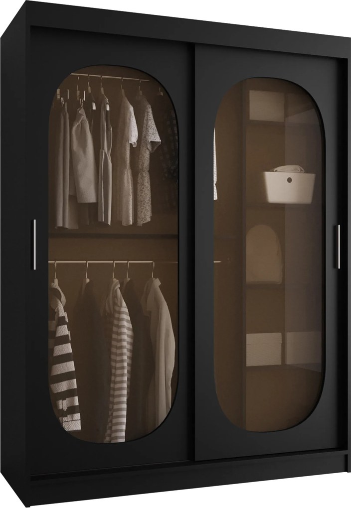 Roupeiro Hartford 519, Preto, 200x150x62cm, 125 kg, Portas para roupeiro: Deslizante
