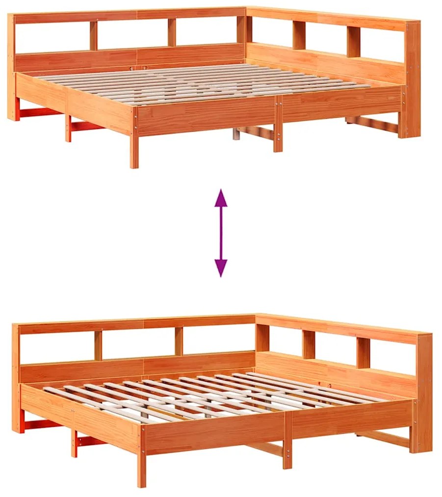 Cama com estante sem colchão 200x200 cm pinho maciço