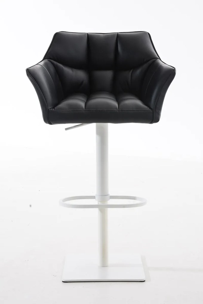 Banco de bar Damaso em couro sintético e com estrutura branca 64 x 88-113 x 45 cm Preto