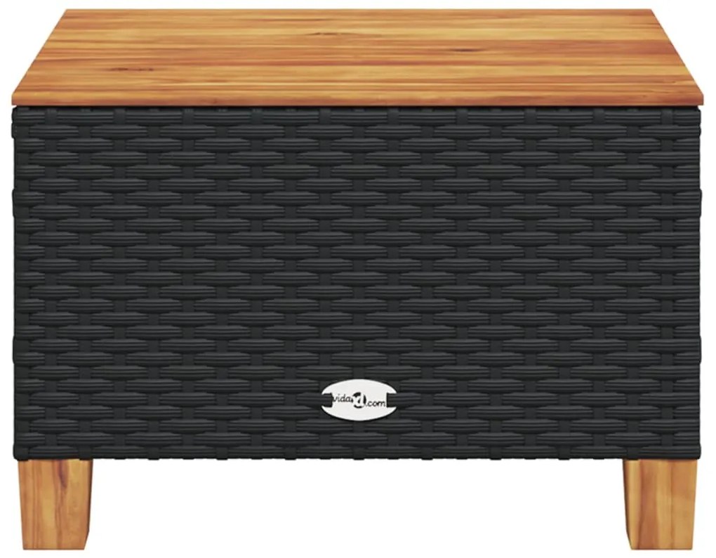 Mesa de jardim 55x55x36 cm vime PE e madeira de acácia preto
