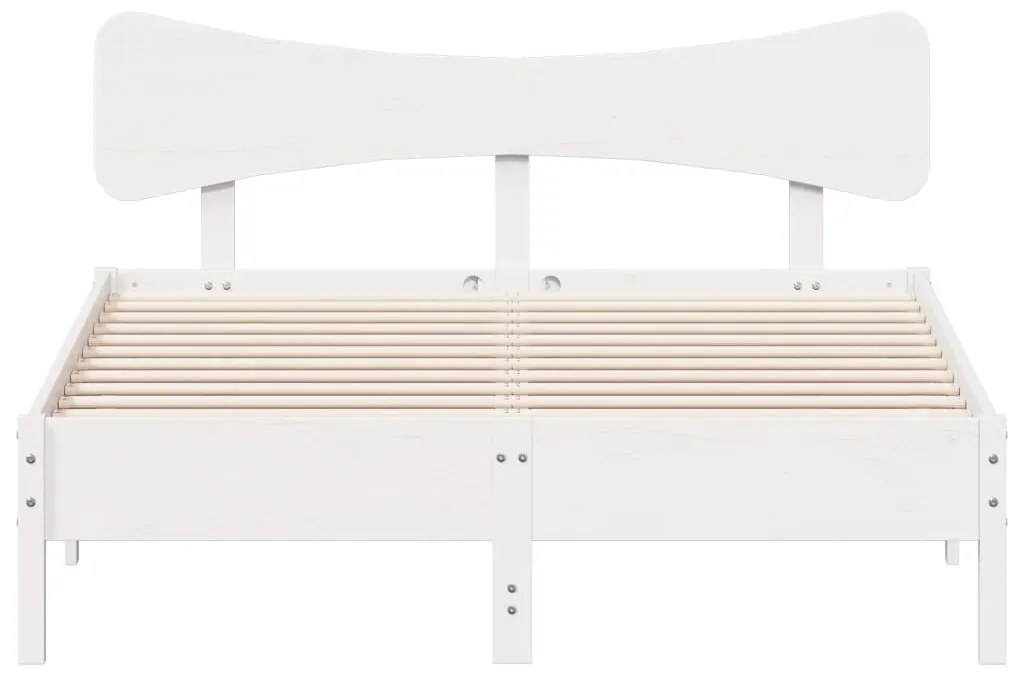 Cama sem colchão 150x200 cm madeira de pinho maciça branco