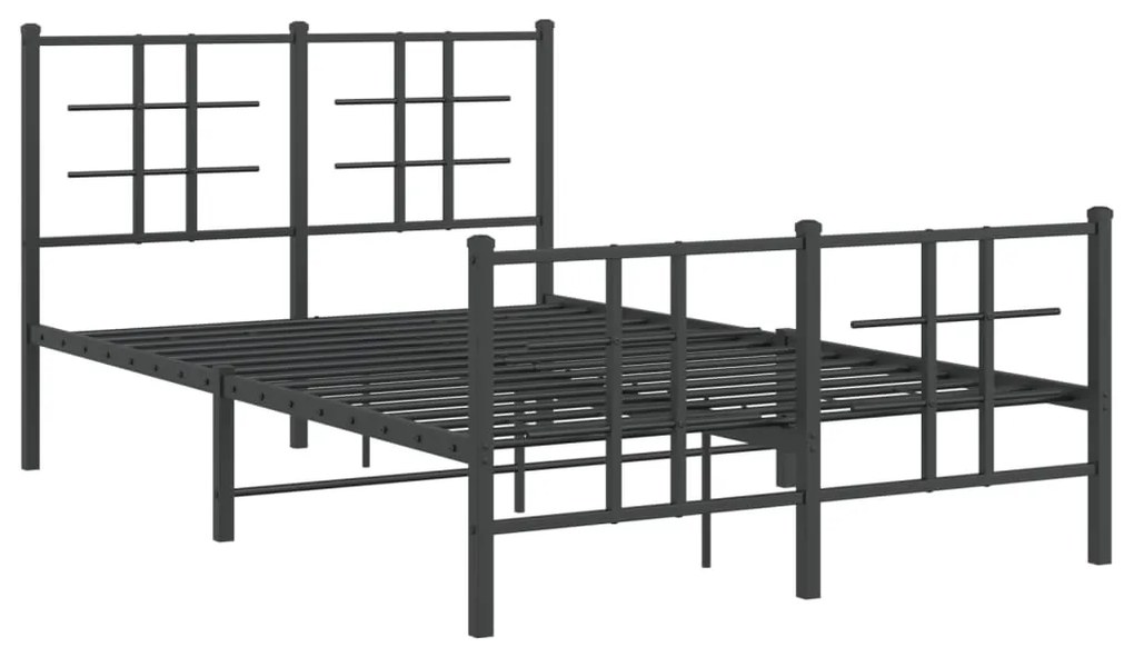 Estrutura de cama com cabeceira e pés 120x190 cm metal preto