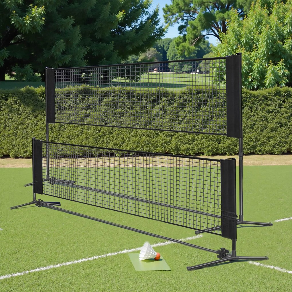 Rede de badminton ou voleibol de 400 cm, ajustável em altura preta