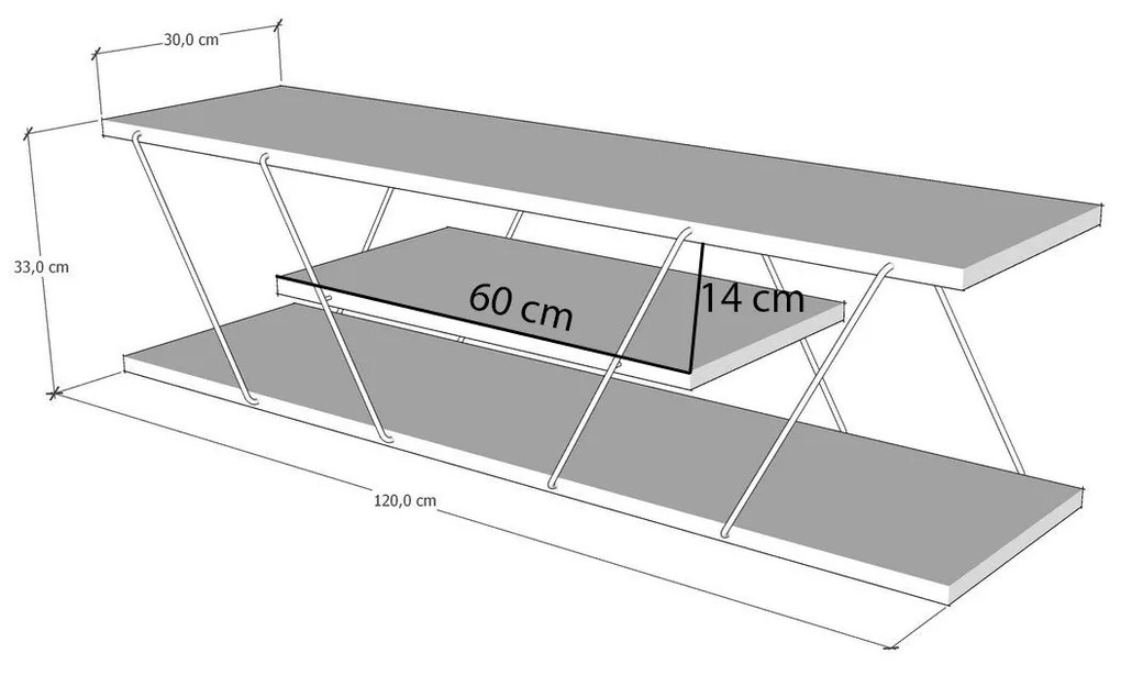 Móvel de TV "Canaz" – Branco e Preto - 120x30x33 cm – Design Industria