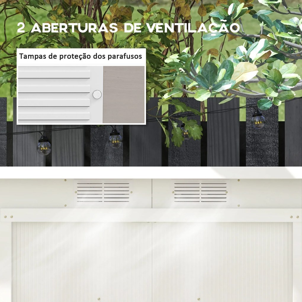 Abrigo de Jardim 280x130x172 cm Abrigo de Exterior de Aço Galvanizado com Porta Corredeira e Ventilações Cinza