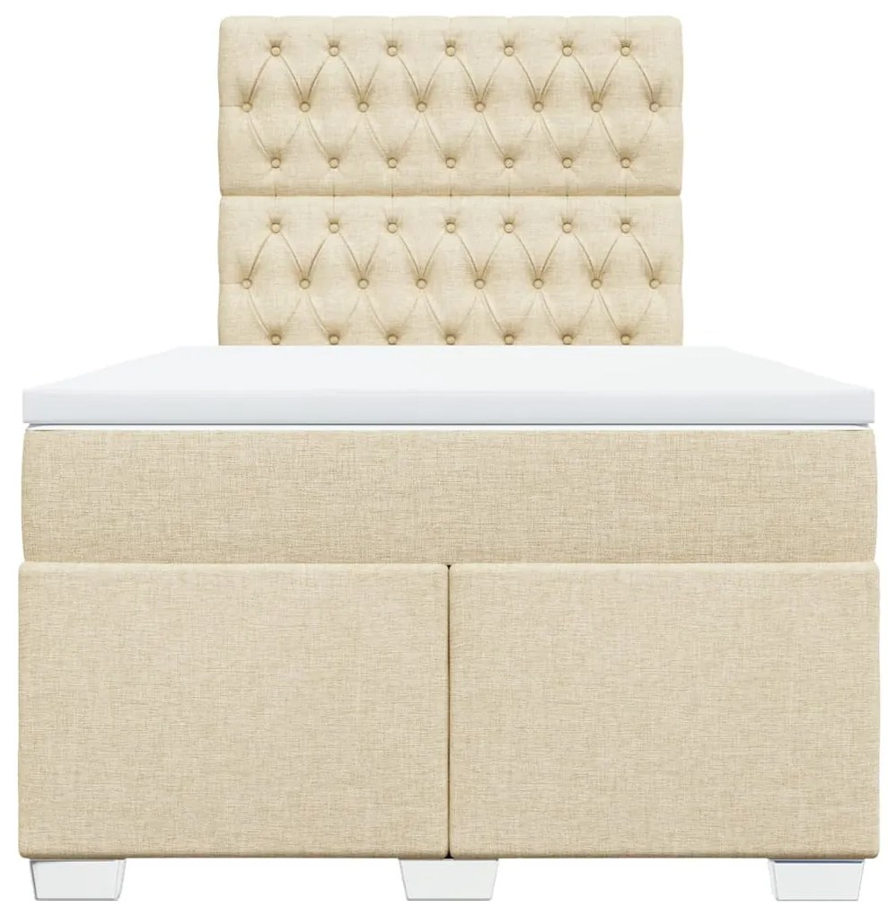 Cama boxspring com colchão 120x190 cm tecido cor creme