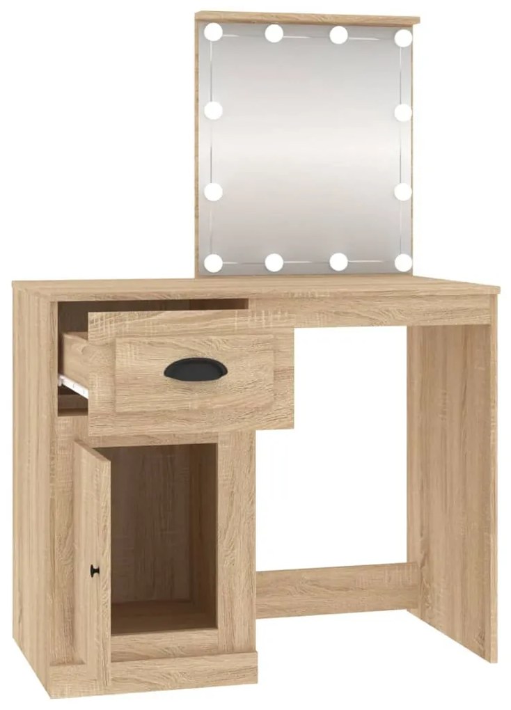 Toucador+luzes LED 90x50x132,5 cm deriv.madeira carvalho sonoma