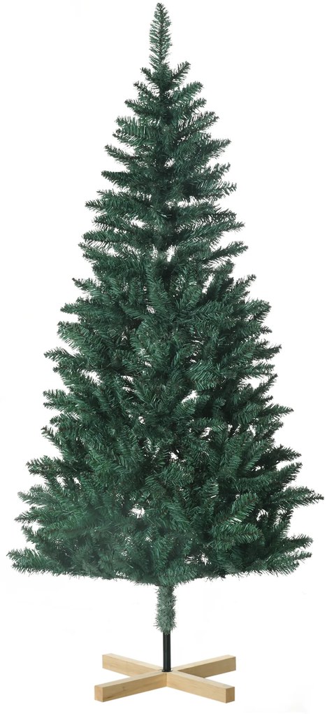 HOMCOM Árvore de Natal Artificial 180 cm com 536 Ramos e Base Cruzada de Madeira Decoração para Interiores Ø90x180 cm Verde