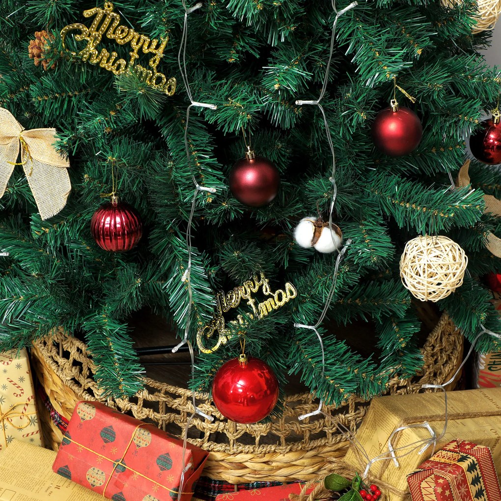 Árvore de Natal de 150 cm com Decorações 150 Luzes LED Branco Quente 8 Modos de Iluminação e 480 Ramos Verde