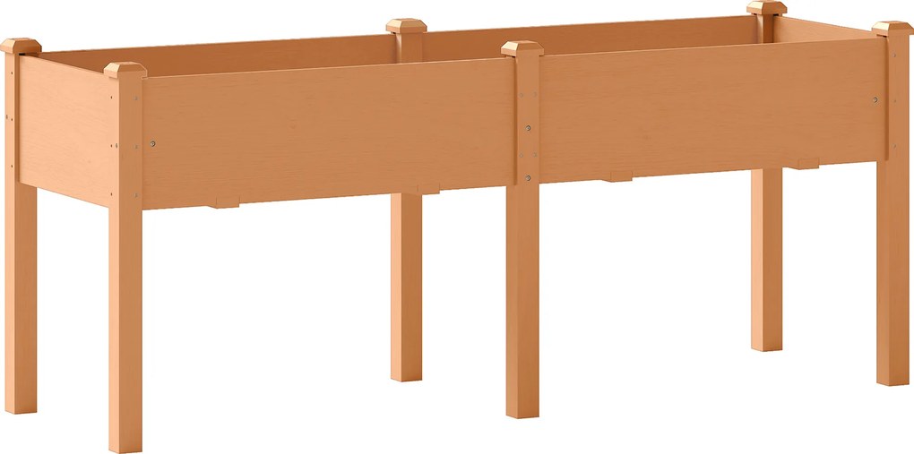 Outsunny Floreira Elevada de Madeira 184x59x76,5 cm com 6 Orifícios de Drenagem para Cultivo Plantas Flores Castanho | Aosom Portugal