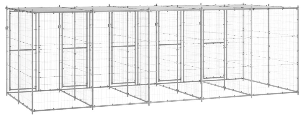 Canil de exterior com telhado 12,1 m² aço galvanizado