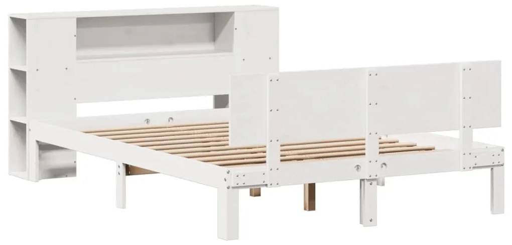 Cama com estante sem colchão 120x200 cm pinho maciço branco