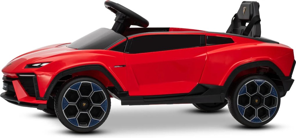 Carro elétrico para crianças Lamborghini Lanzador 12V com licença, bateria de lítio, luzes LED, controle remoto Vermelho