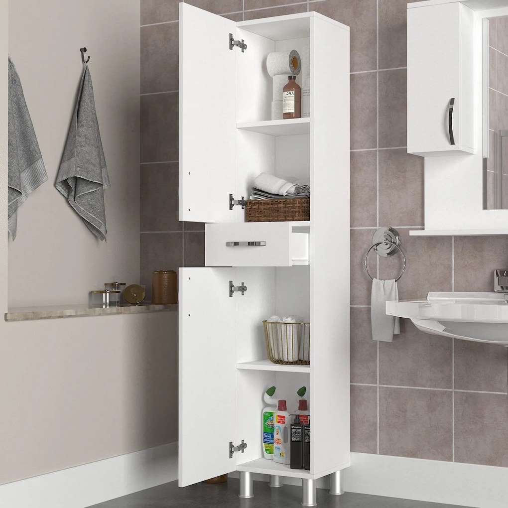 Armário de Casa de Banho Selin – Branco – 35x179x31,3 cm | Tribo Home