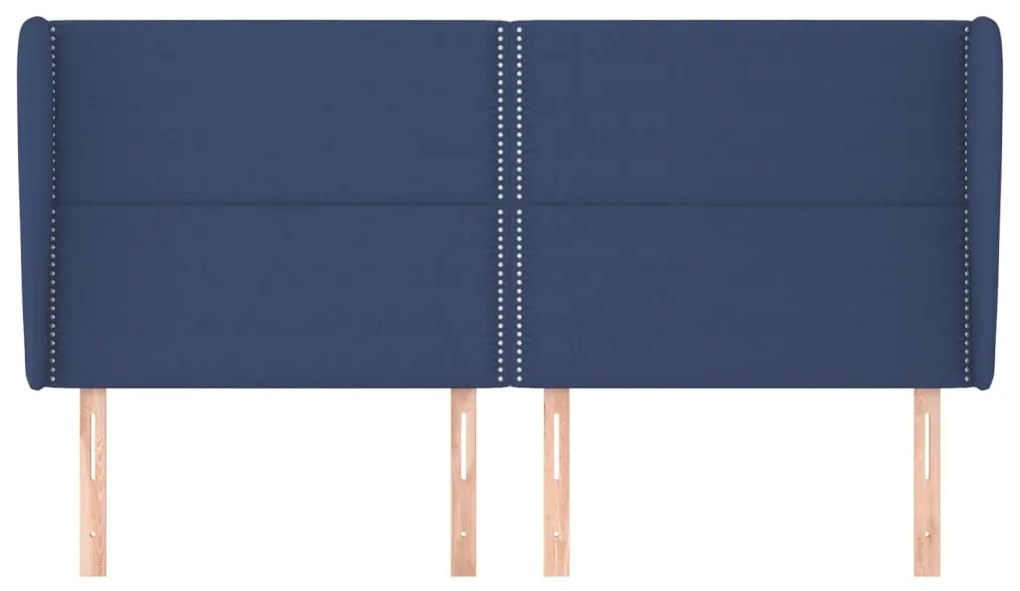 Cabeceira de cama c/ abas tecido 183x23x118/128 cm azul