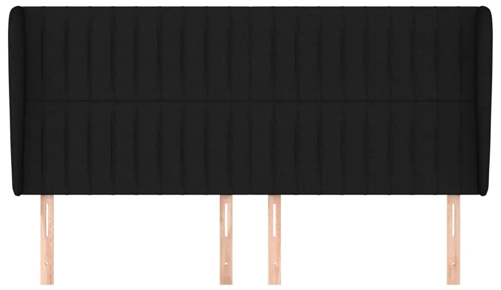 Cabeceira de cama c/ abas tecido 183x23x118/128 cm preto