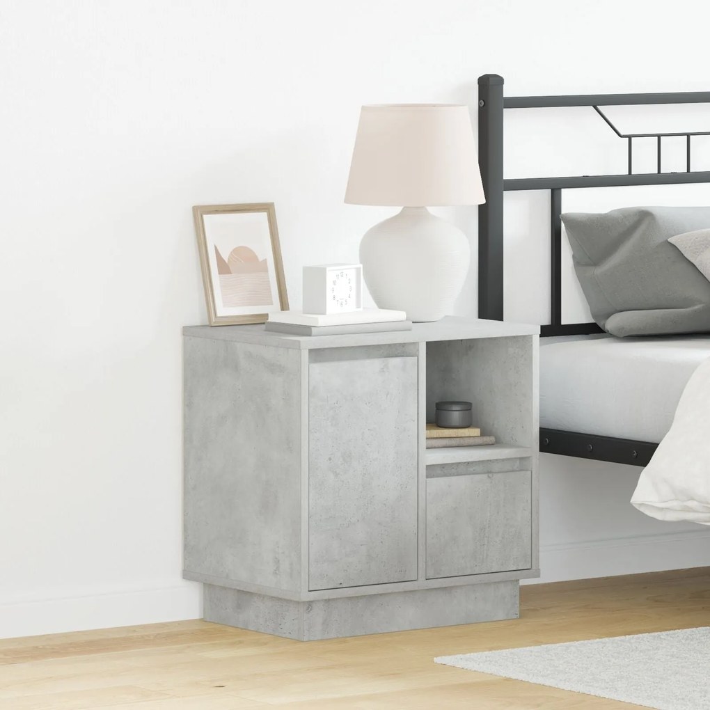 Cinza-concreto MDF Médio Arrumação Mesa de Cabeceira