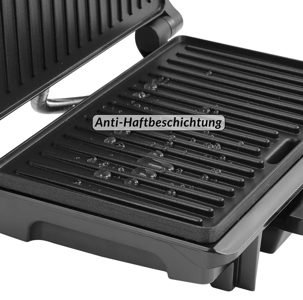 Grelhador de contacto de 1500 W, 29 x 24,5 x 11 cm Preto