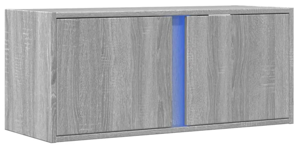 Móvel de parede p/ TV c/ luzes LED 80x31x35 cm cinzento sonoma