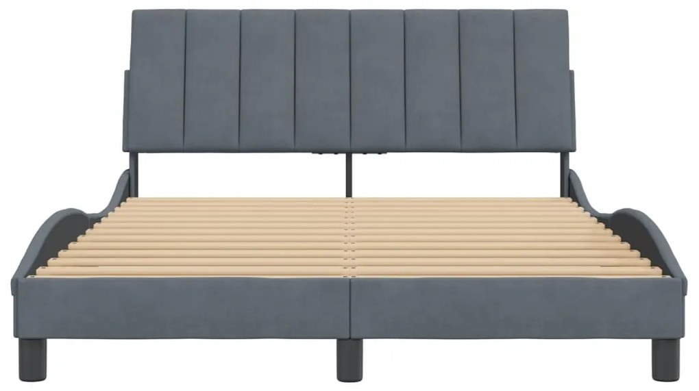 Estrutura de cama c/ cabeceira 140x190cm veludo cinzento-escuro