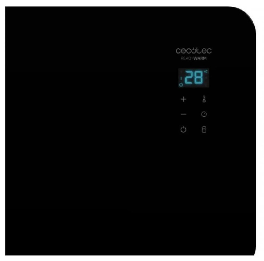 Aquecedor Convetor ReadyWarm 6770 Crystal Connection placa de vidro de 2000 W com Wi-Fi Preto