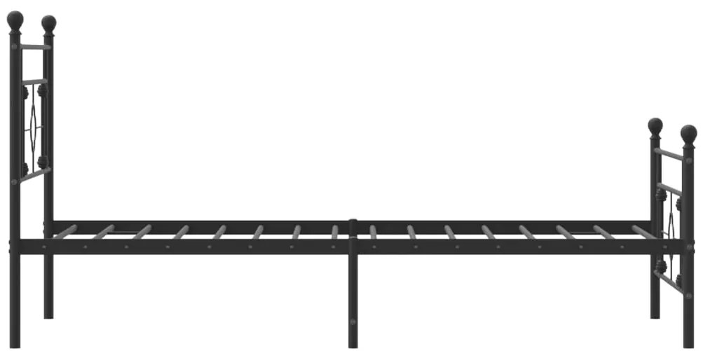 Estrutura de cama com cabeceira e pés 107x203 cm metal preto