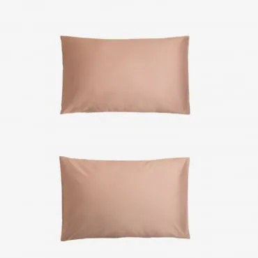 Conjunto De 2 Fronhas De Cetim Sampras 300 Fios Castanho Avelã & 50 X 75 Cm - Sklum