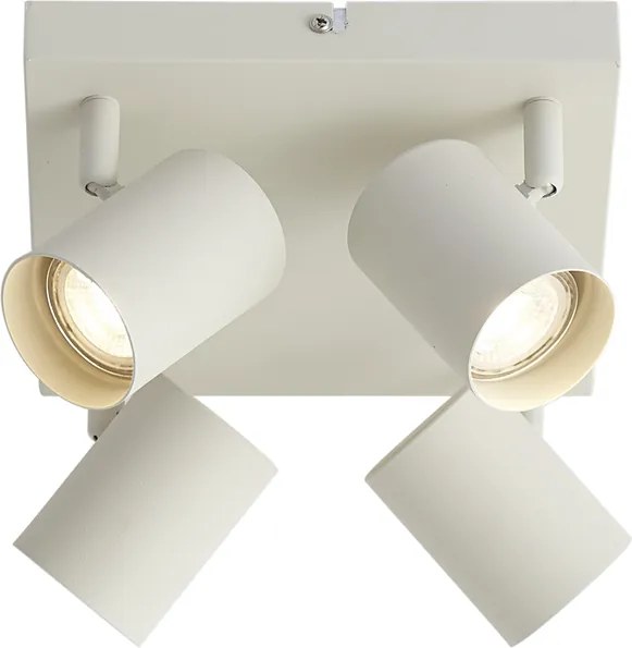 Foco de teto moderno bege 4 luzes ajustável - Jeana