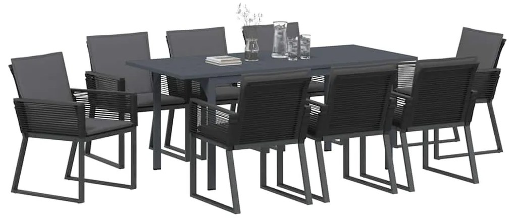Conjunto de Jantar com Almofadas Manual 9 pcs Antracite Médio